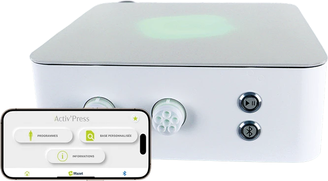 Activ’Press by Mazet Santé with its mobile app for remote control, offering connected and intuitive use