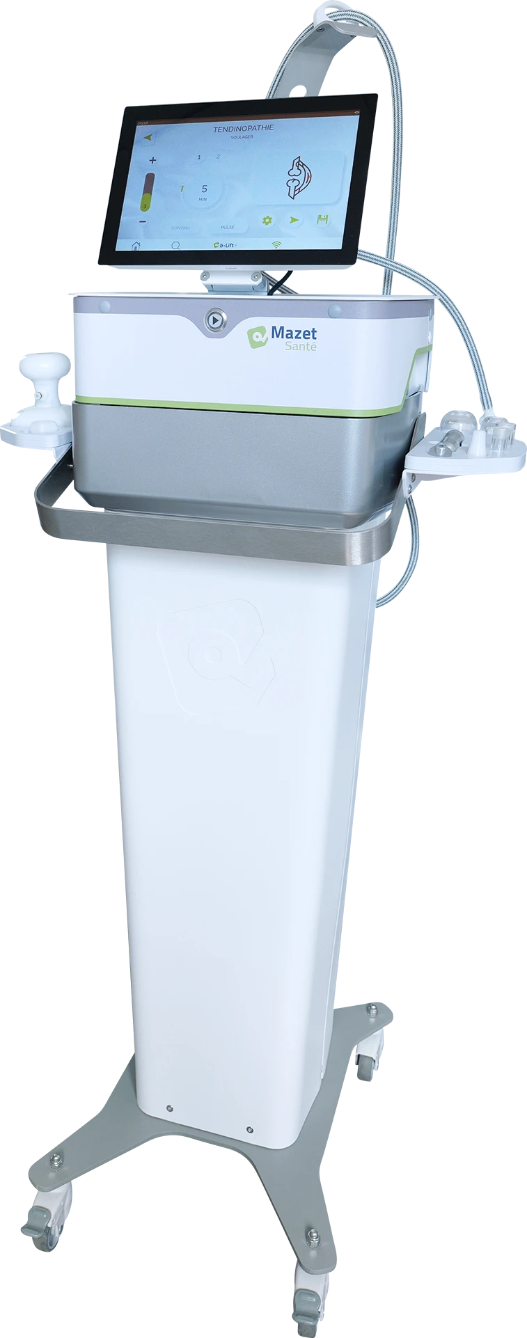 Mazet Santé b-Lift+ with its accessories, a vacuotherapy device featuring a touchscreen for gentle and personalized tissue mobilization